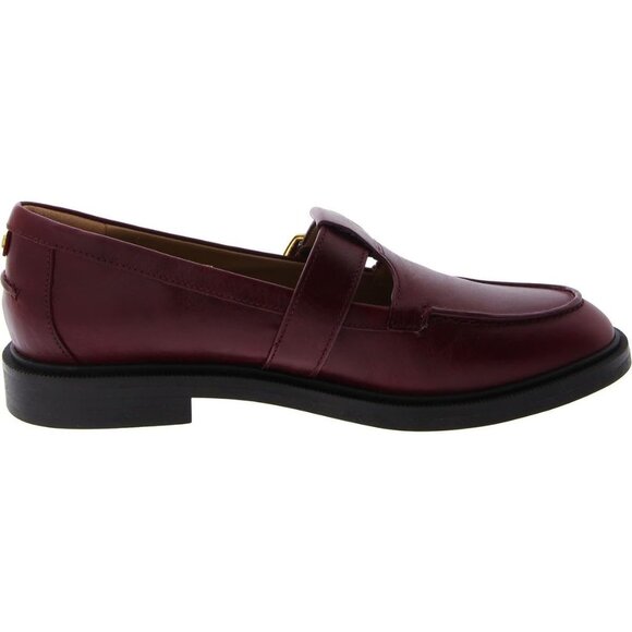 Sam Edelman Womens Burgundy Leather Rounded Toe Ankle Buckle Elaina Loafer - Picture 2 of 3